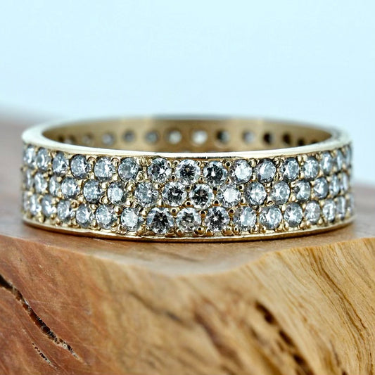 14kt Handcrafted Yellow Gold Band with 111 VS Diamonds